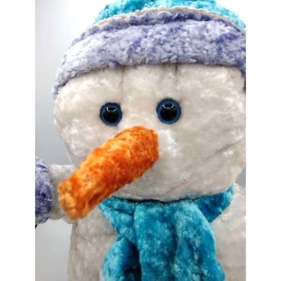 Snowman Christmas Plush Scarf and Gloves Carrot Like Nose Winter Holiday Decor - Picture 6 of 10
